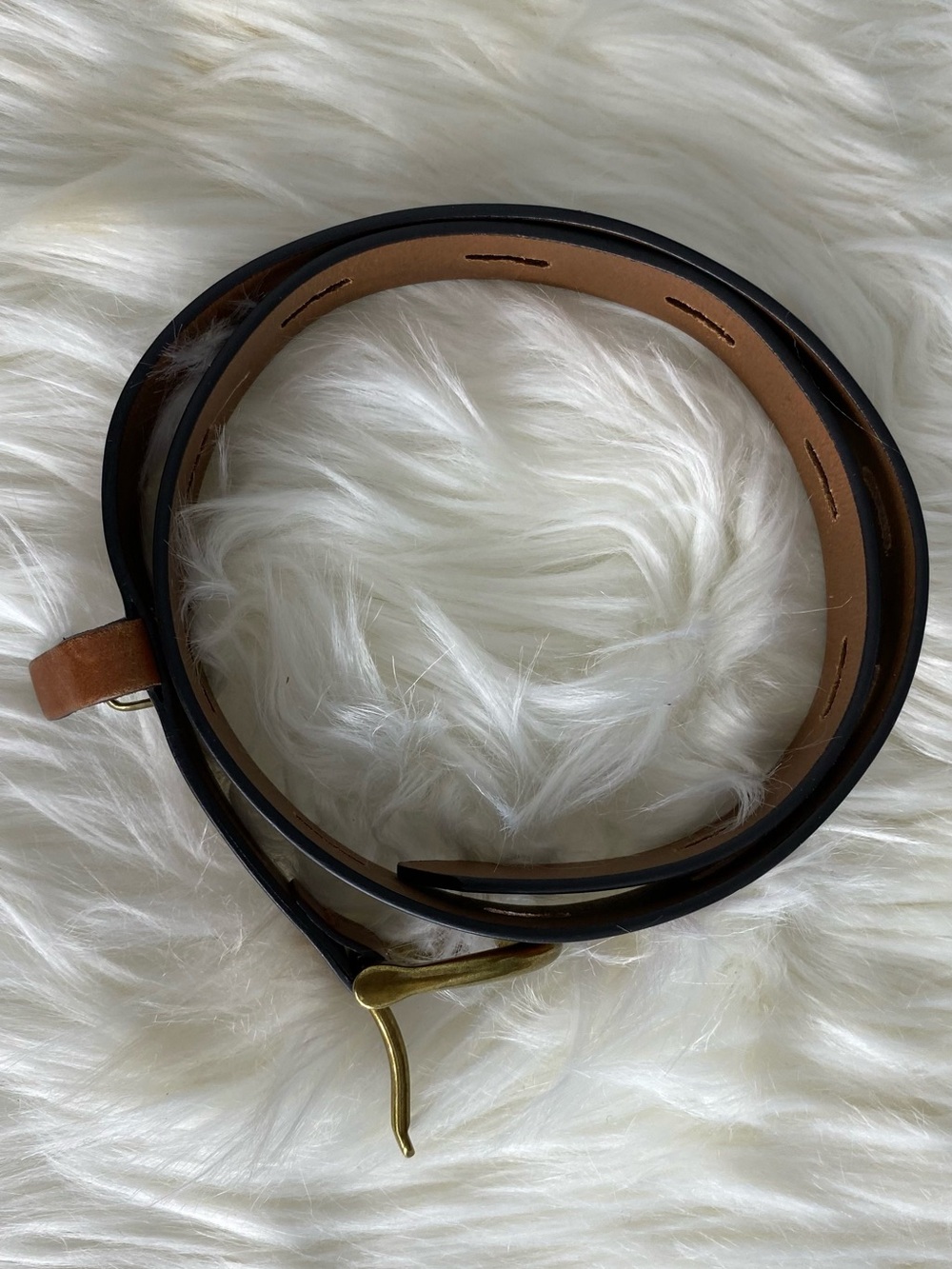 Madewell Chestnut Leather Belt with Brass Buckle - Picture 9 of 10